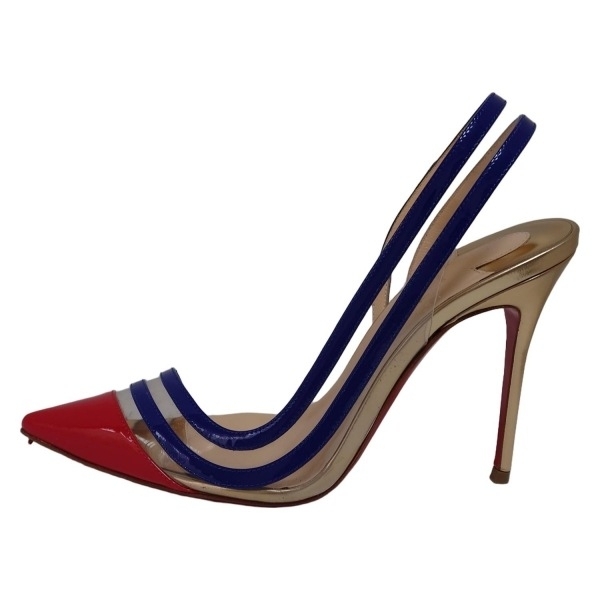 クリスチャンルブタン CHRISTIAN LOUBOUTIN サンダル 36 1140531 PARALILI 100 レザー クリア×ブルー×レッド レディース 靴