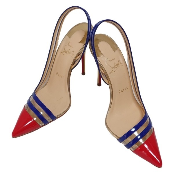 クリスチャンルブタン CHRISTIAN LOUBOUTIN サンダル 36 1140531 PARALILI 100 レザー クリア×ブルー×レッド レディース 靴