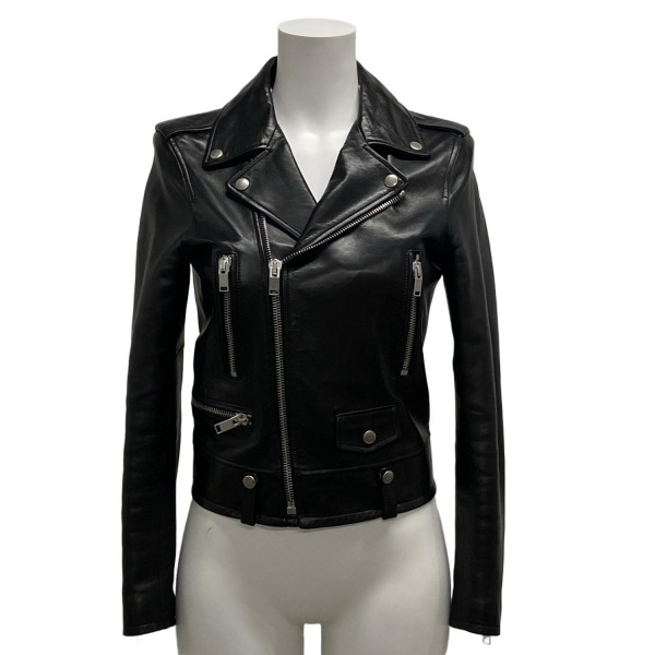  солнечный rolan Париж SAINT LAURENT PARIS байкерская куртка размер F36 358686 - чёрный женский длинный рукав / кожа / весна / осень жакет 