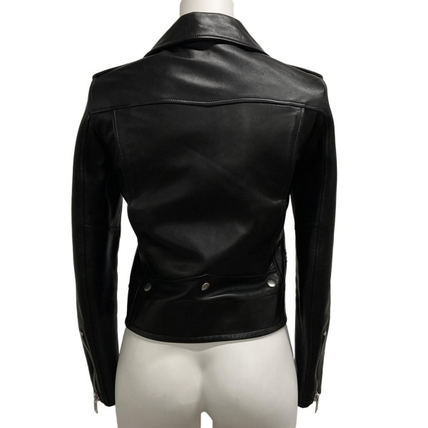  солнечный rolan Париж SAINT LAURENT PARIS байкерская куртка размер F36 358686 - чёрный женский длинный рукав / кожа / весна / осень жакет 
