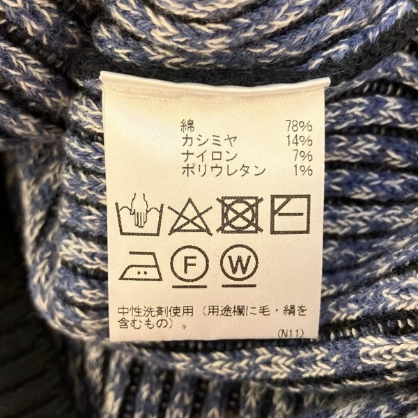 アクアスキュータム Aquascutum 長(zhǎng)袖セーター/ニット サイズM - ダークネイビー×白×ブルー レディース カシミヤ混/ストライプ トップス