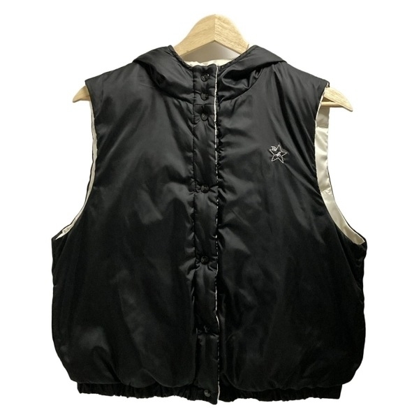 アニエスベー agnes b ベスト サイズ38 M - 黒×アイボリー レディース 中綿/リバーシブル トップス