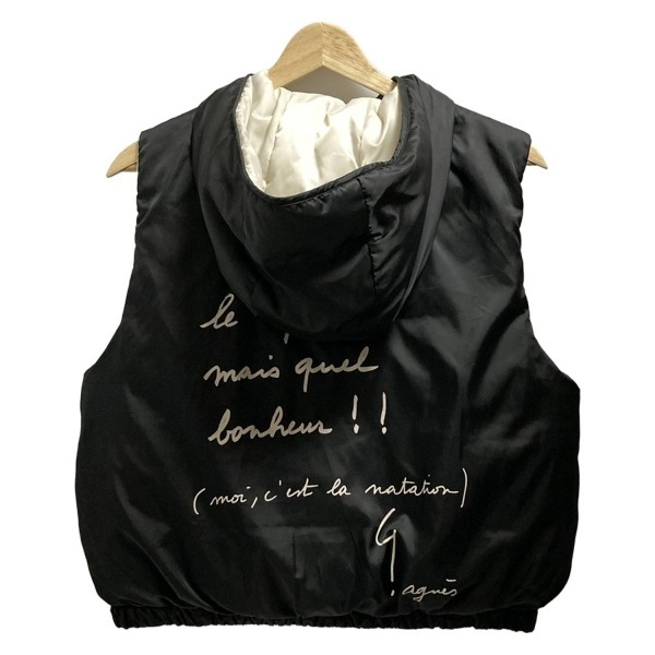 アニエスベー agnes b ベスト サイズ38 M - 黒×アイボリー レディース 中綿/リバーシブル トップス