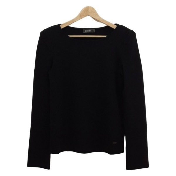 フォクシー FOXEY 長袖セーター/ニット サイズ42 L 27665 - 黒 レディース クルーネック/肩パッド 美品 トップス_画像1