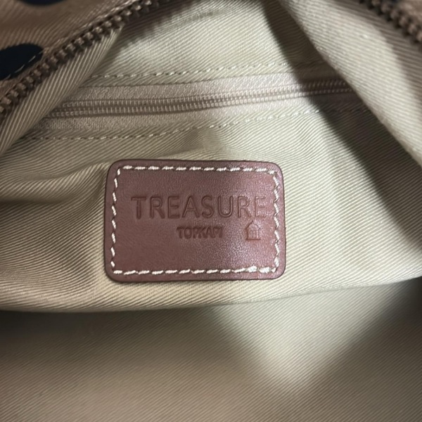 トレジャートプカピ TREASURE TOPKAPI ハンドバッグ - レザー ベージュ×黒×ブラウン ドット柄 バッグ