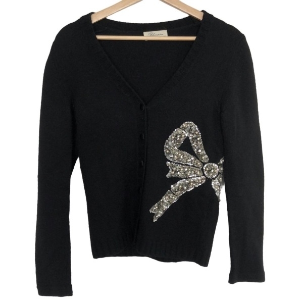ブルマリン?アンナモリナーリ BLUMARINE ANNA MOLINARI カーディガン サイズ40 M - 黒×シルバー×白 レディース トップス