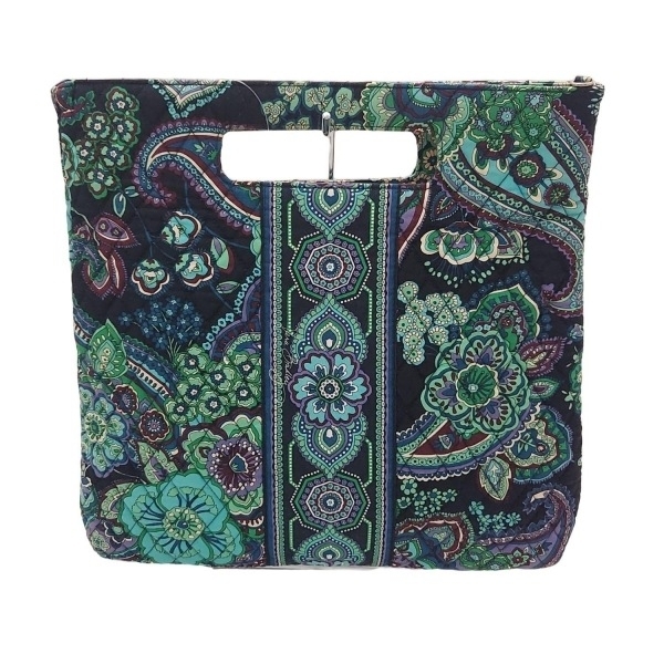 ベラブラッドリー Vera Bradley ハンドバッグ - コットン グリーン×黒×マルチ ペイズリー柄 バッグ