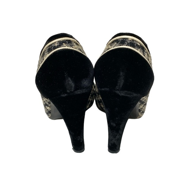 シャネル CHANEL パンプス 37 1/2C - 黒×グレー×白 レディース 靴
