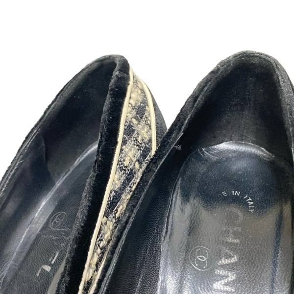 シャネル CHANEL パンプス 37 1/2C - 黒×グレー×白 レディース 靴