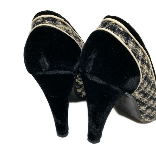 シャネル CHANEL パンプス 37 1/2C - 黒×グレー×白 レディース 靴