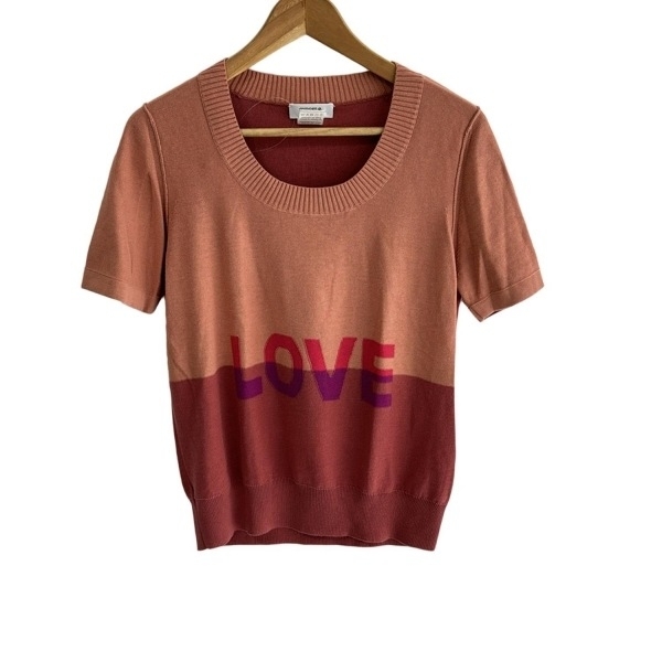 ソニアリキエル SONIARYKIEL 半袖セーター/ニット サイズXL - ピンクベージュ×ピンク×パープル レディース クルーネック トップス