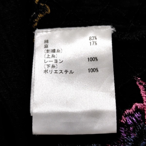 グレースコンチネンタル GRACE CONTINENTAL サイズ36 S - 黒×ピンク×マルチ レディース Vネック/半袖/ロング/刺繍/フラワー(花)