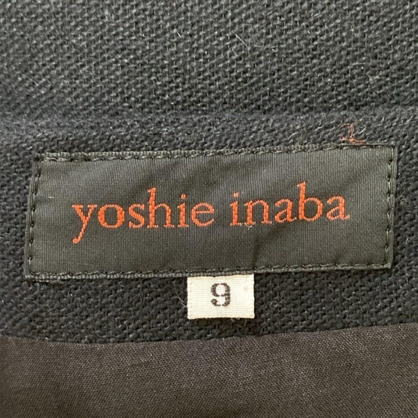 ヨシエイナバ YOSHIE INABA サイズ9 M - 黒 レディース 長袖/ロング/クルーネック ワンピース
