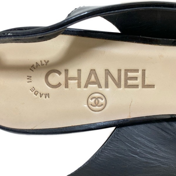 シャネル CHANEL サンダル 37 1/2C - レザー 黒 レディース 靴