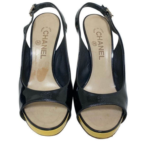 シャネル CHANEL サンダル 37 1/2C - レザー 黒 レディース 靴