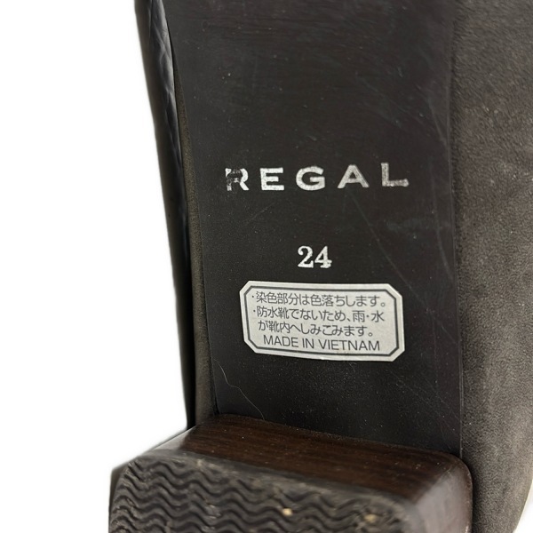 リーガル REGAL シューズ 24 - レザー グレー×ダークブラウン レディース 編み込み 靴