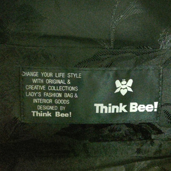 シンクビー ThinkBee ハンドバッグ - コットン、レザー 黒×レッド×マルチ ミニバッグ/フラワー(花)/スパンコール/ビーズ バッグ