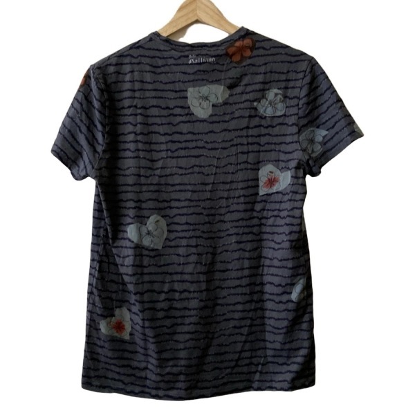 ジョンガリアーノ JOHN GALLIANO 半袖Tシャツ サイズI 4 - ダークグレー×黒×マルチ メンズ クルーネック/ボーダー/花柄 トップス