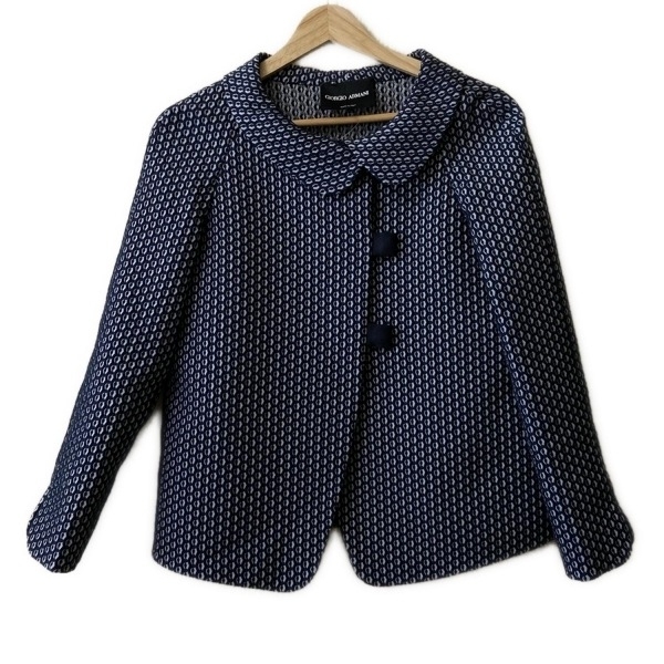 ジョルジオアルマーニ GIORGIOARMANI サイズUSA 36 - ネイビー×白 レディース 長袖/春/秋 美品 ジャケット