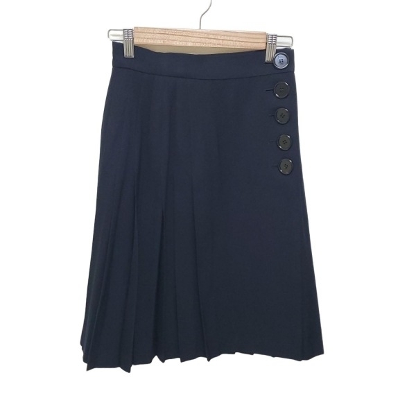 ディオール/クリスチャンディオール DIOR/ChristianDior 巻きスカート サイズM - ダークネイビー レディース ひざ丈/プリーツ 美品