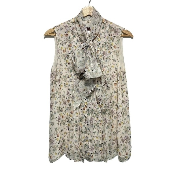 マックスマーラスタジオ Max Mara STUDIO ノースリーブシャツブラウス サイズ40 M - ベージュ×イエロー×マルチ レディース 花柄 美品