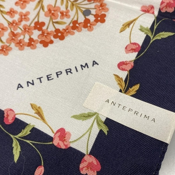アンテプリマ ANTEPRIMA - 白×ダークネイビー×マルチ 花柄 美品 スカーフ