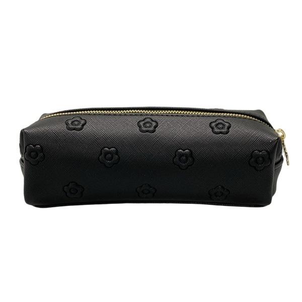 マリークワント MARY QUANT ペンケース - 黒 花柄/型押し加工/タグ付き 新品同様 財布
