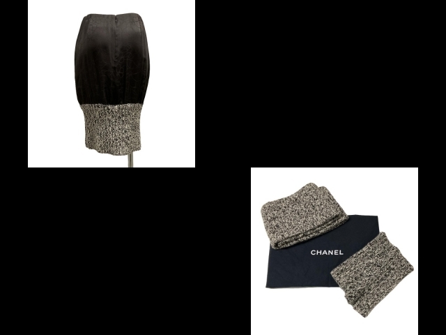 シャネル CHANEL サイズ36 S P24408 ウール 黒×白 レディース ツイード/ジップアップ/ワンピースコート/秋/冬/4點セット 04A コート