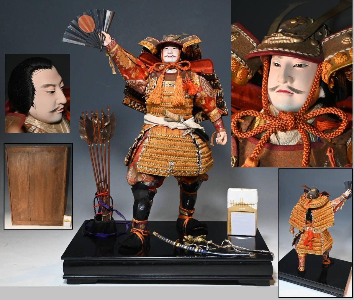 戦前 源義経 武者人形 五月人形 箱付 全高約45.5cm 武将 大将 戦前 源義経 武者人形 五月人形 箱付 全高約45.5cm 武将 大将