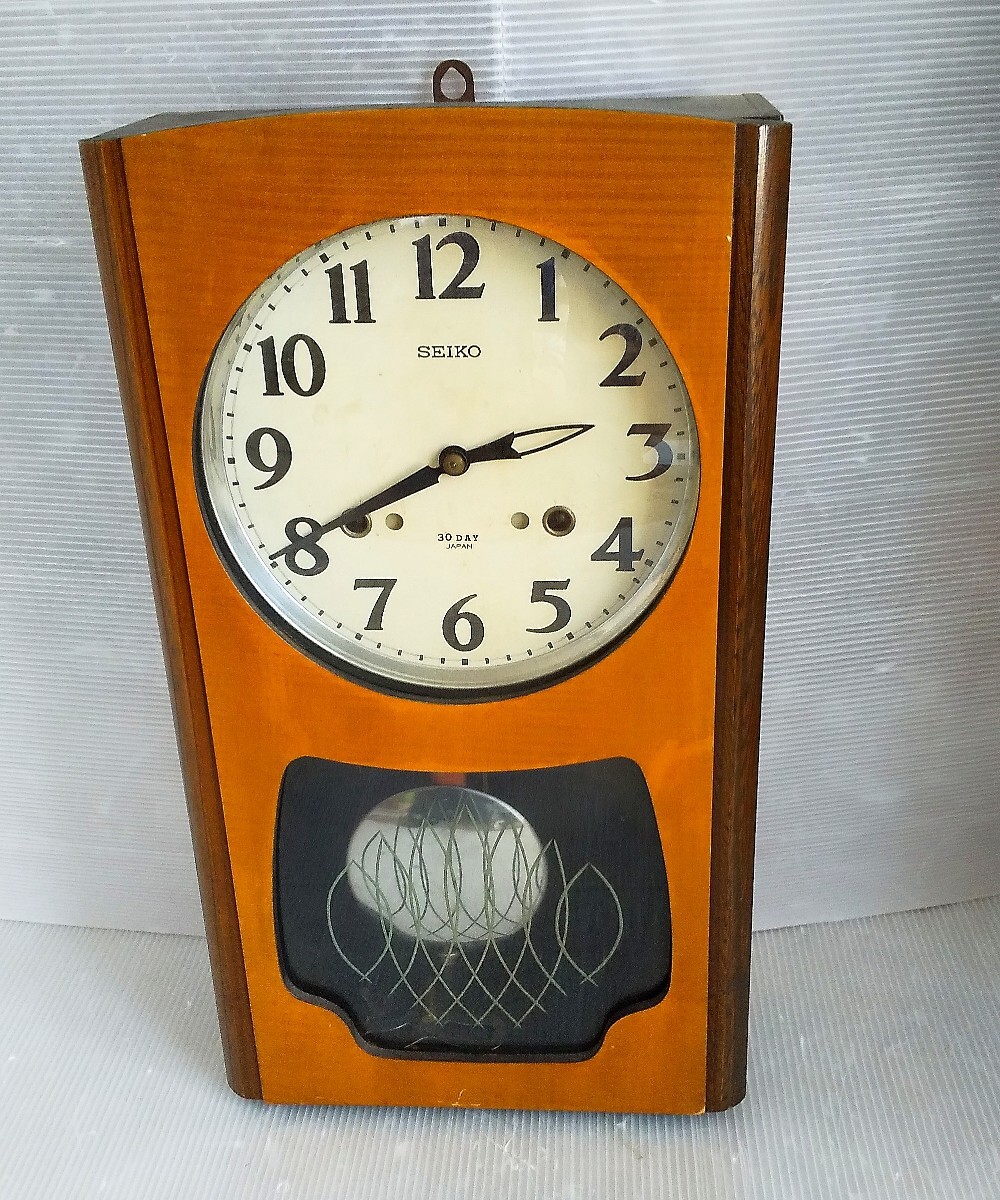 内部画像有 稼働品 SEIKO セイコー ゼンマイ式 振り子時計 柱 内部画像有 稼働品 SEIKO セイコー ゼンマイ式 振り子時計 柱