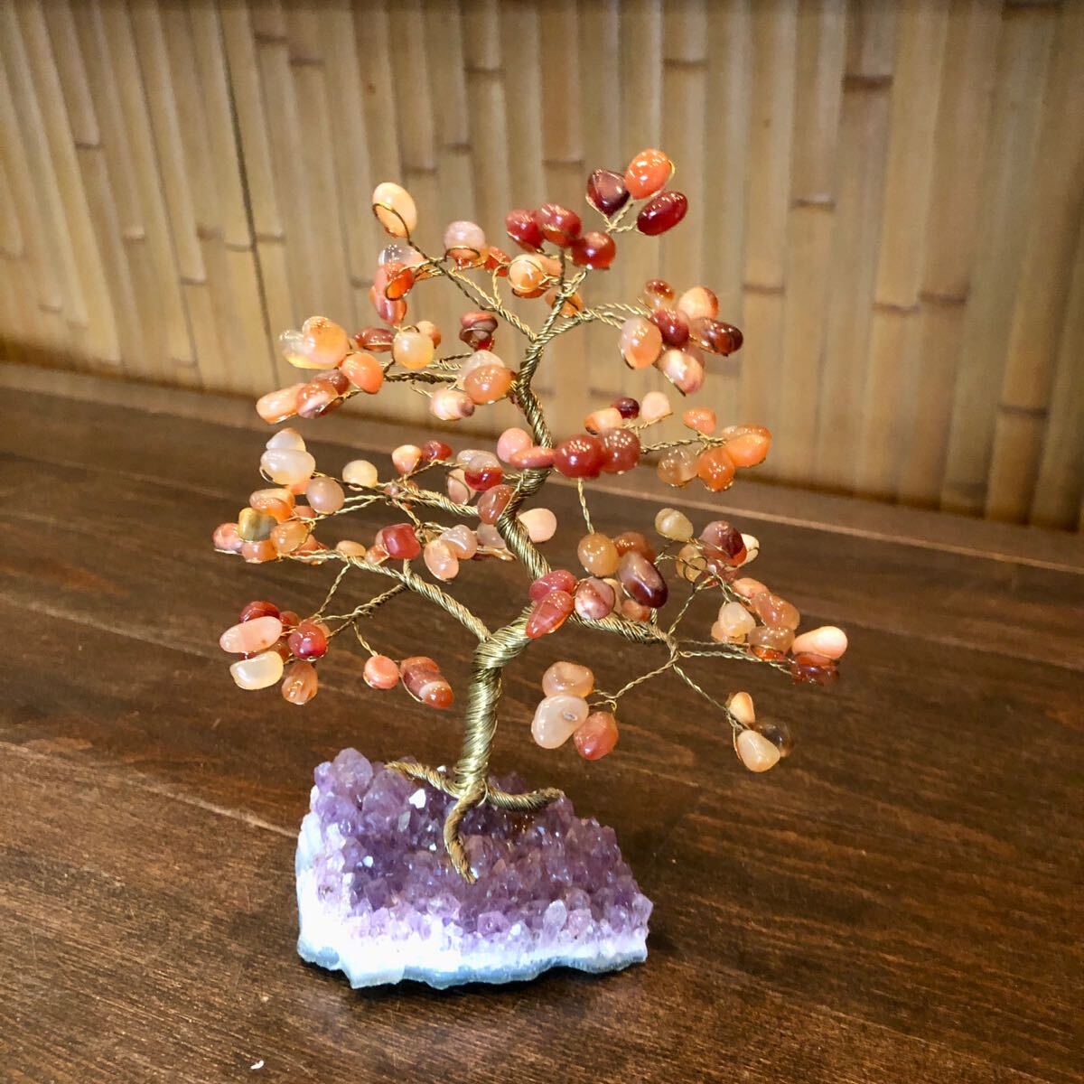 ビンテージ 天然石 樹木 オブジェ★工芸 細工 鉱物 インテリア 古民家 レトロ アンティーク 風雅 ストーン ツリー 風情 吉祥 縁起 骨董 _画像1