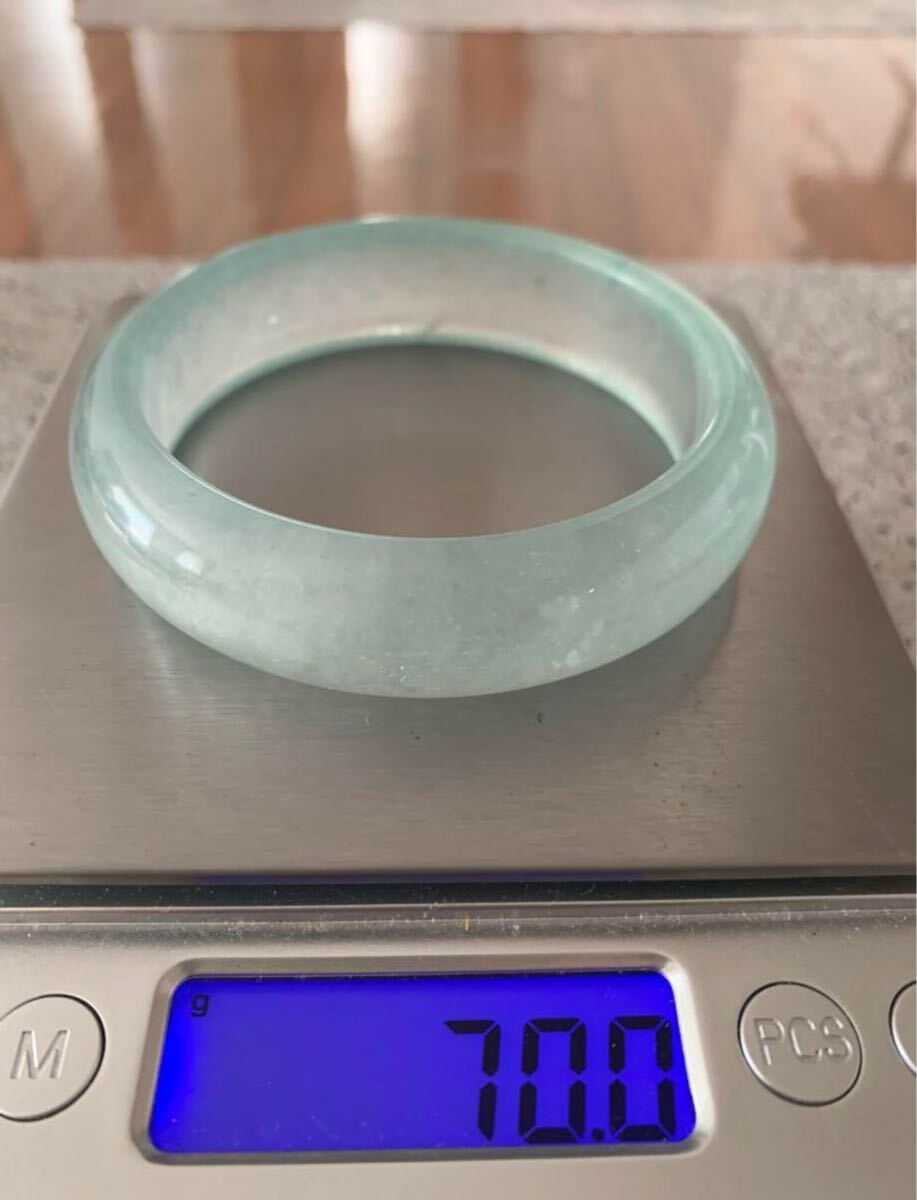 M-053 翡翠 バングル 氷種 可愛い水色 開運 お守り 腕輪内径61mm M-053 翡翠 バングル 氷種 可愛い水色 開運 お守り 腕輪内径61mm