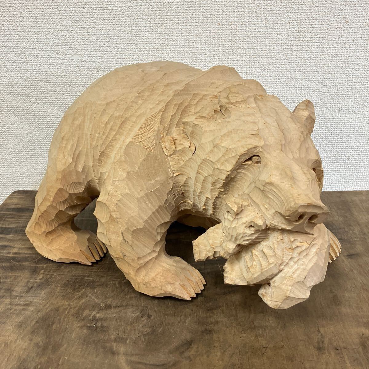 珍品 特大 全長約40cm 熊 木彫り 置物 北海道 彫刻 民芸品 珍品 特大 全長約40cm 熊 木彫り 置物 北海道 彫刻 民芸品