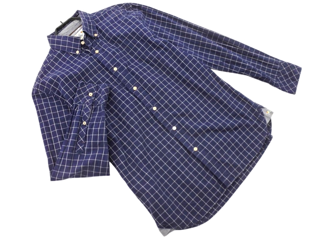 arnold palmer アーノルドパーマー グラフチェック ボタンダウン シャツ size3/紺 ■◇ ☆ fda1 メンズ