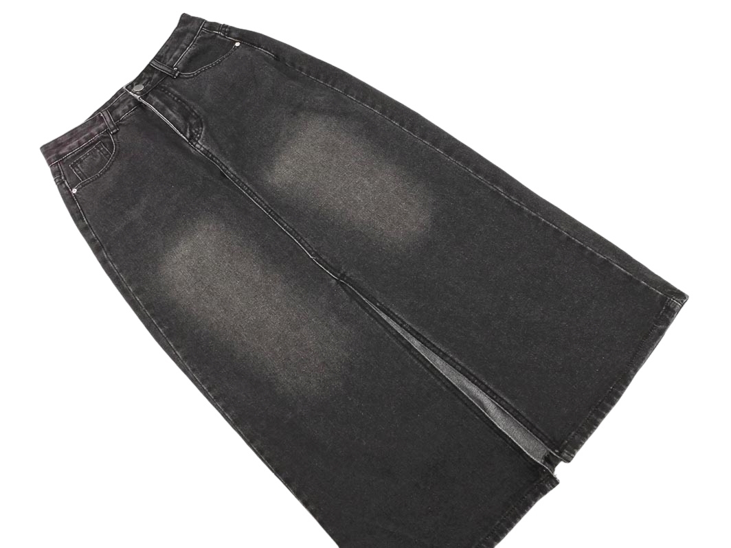 Par Avion パラビオン スリット ロング デニムスカート sizeM/黒 ■■ ☆ fda1 レディース