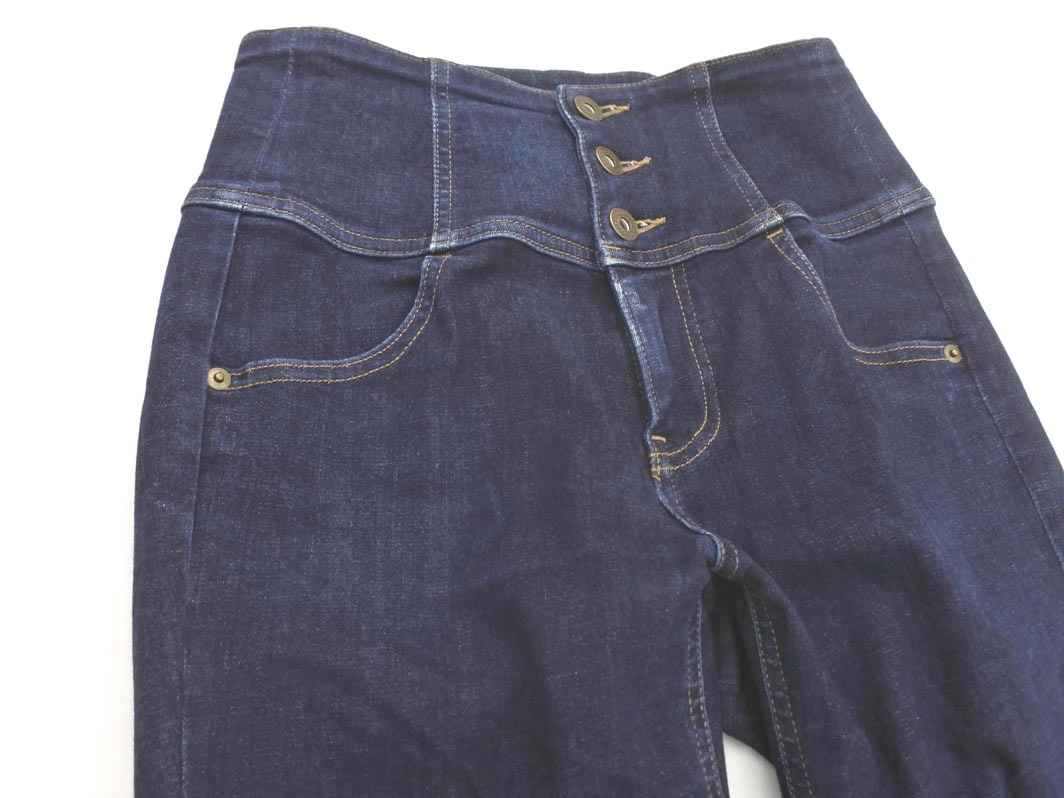Heather ヘザー ハイウエスト カットオフ スキニー デニムパンツ sizeM/紺 ■■ ☆ fda2 レディース