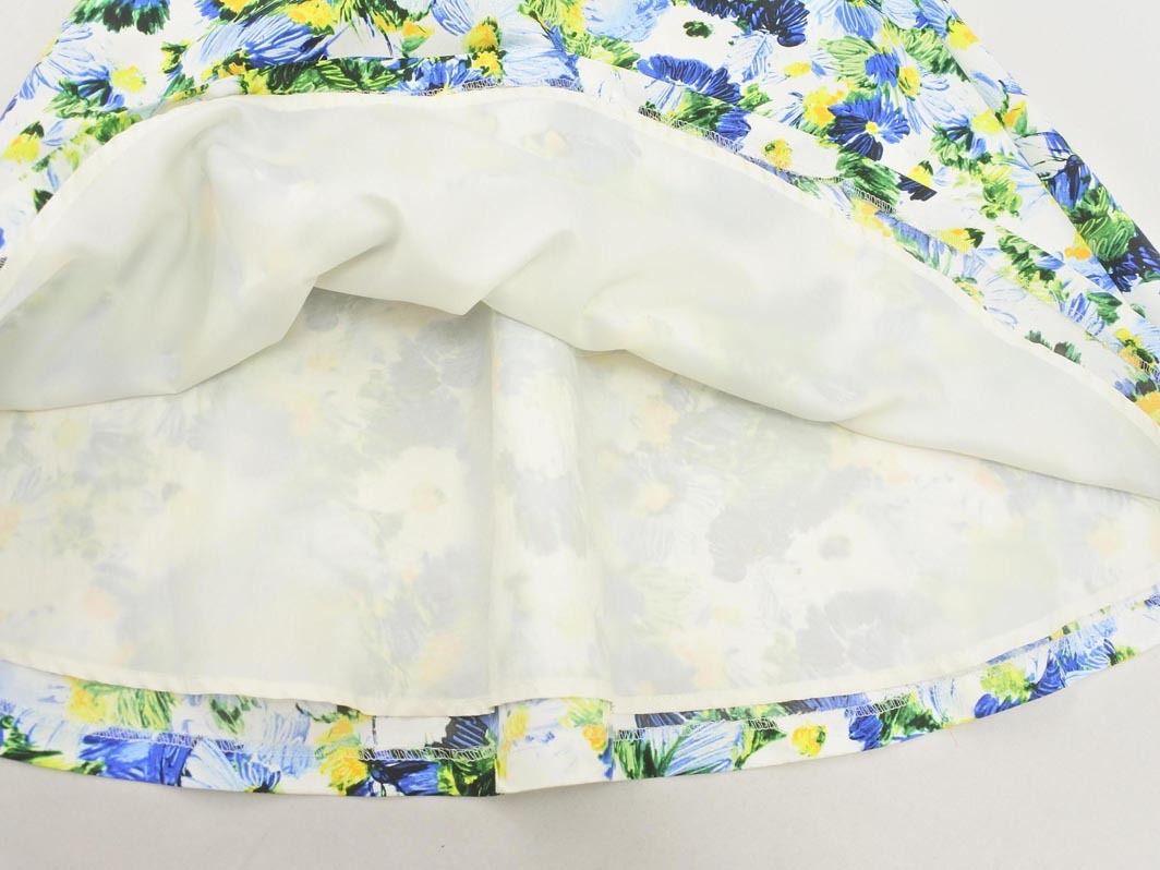 ネコポスOK KUMIKYOKU 組曲 花柄 Aライン 臺形 スカート sizeS2/黃ｘ青 ■◇ ☆ fda2 レディース