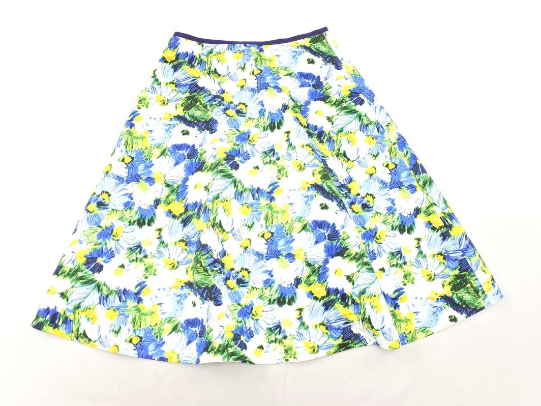 ネコポスOK KUMIKYOKU 組曲 花柄 Aライン 臺形 スカート sizeS2/黃ｘ青 ■◇ ☆ fda2 レディース