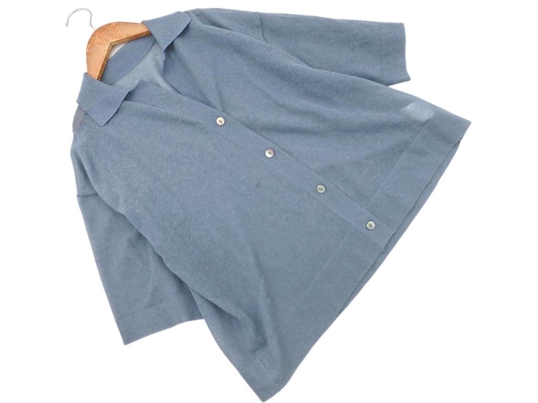 ネコポスOK MICHEL KLEIN ミッシェルクラン リネン混 カーディガン size38/紺 ■◆ ☆ fda4 レディース