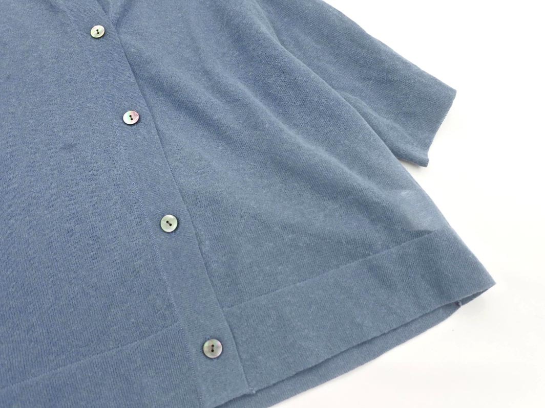 ネコポスOK MICHEL KLEIN ミッシェルクラン リネン混 カーディガン size38/紺 ■◆ ☆ fda4 レディース