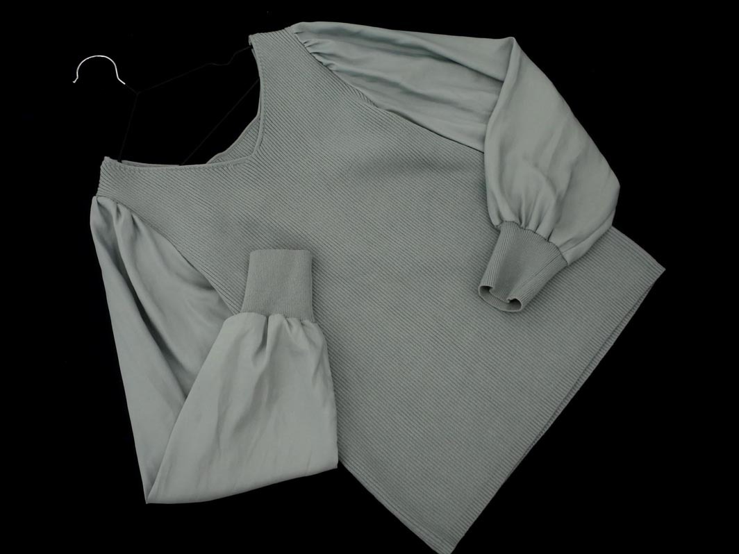 ネコポスOK PROPORTION プロポーション ボディドレッシング Vネック スリーブ切替 カットソー sizeF/薄緑 ■◇ ☆ fda8 レディース