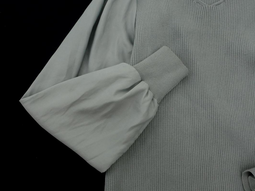 ネコポスOK PROPORTION プロポーション ボディドレッシング Vネック スリーブ切替 カットソー sizeF/薄緑 ■◇ ☆ fda8 レディース