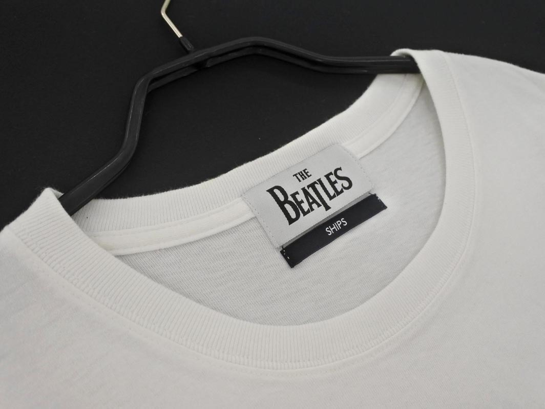 ネコポスOK SHIPS シップス THE BEATLES 刺繍 Tシャツ sizeM/白 ■◆ ☆ fda8 メンズ