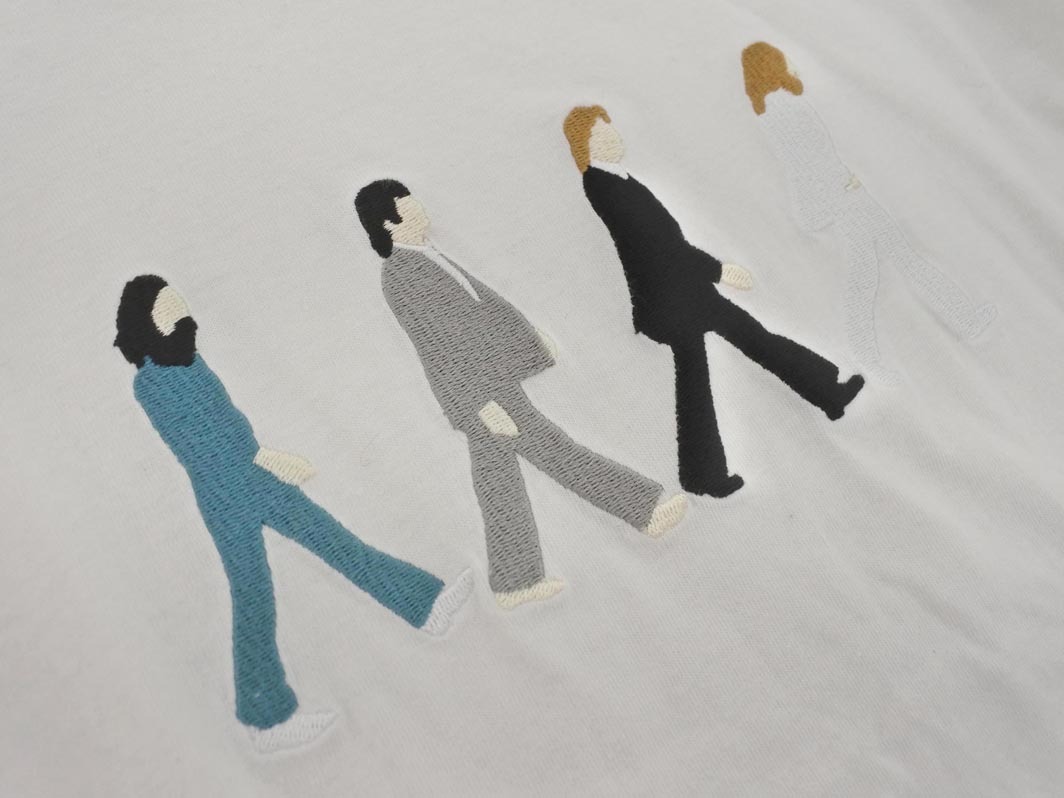 ネコポスOK SHIPS シップス THE BEATLES 刺繍 Tシャツ sizeM/白 ■◆ ☆ fda8 メンズ