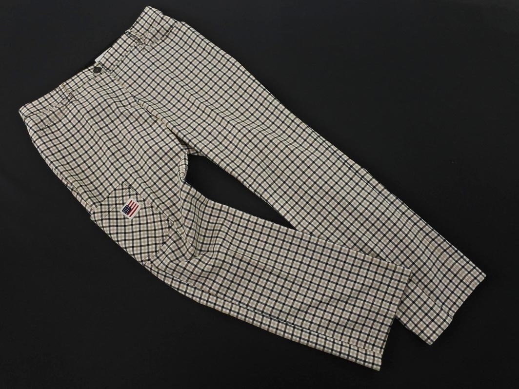 Munsingwear マンシングウェア チェック スラックス パンツ size13/白ｘ黒ｘベージュ ■◇ ☆ fda8 レディース