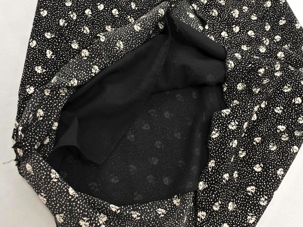 ネコポスOK ROPE ロペ 花柄 マキシ スカート size38/黒 ■■ ☆ fda9 レディース