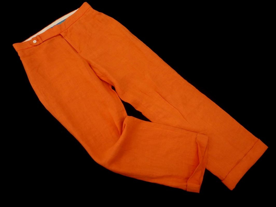 Ralph Lauren ラルフローレン リネン100% カラー パンツ size7/オレンジ ■◇ ☆ fda8 レディース