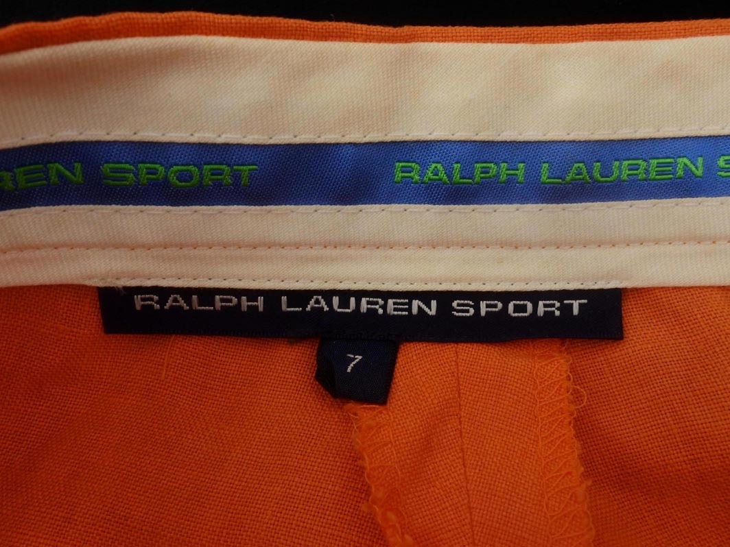 Ralph Lauren ラルフローレン リネン100% カラー パンツ size7/オレンジ ■◇ ☆ fda8 レディース