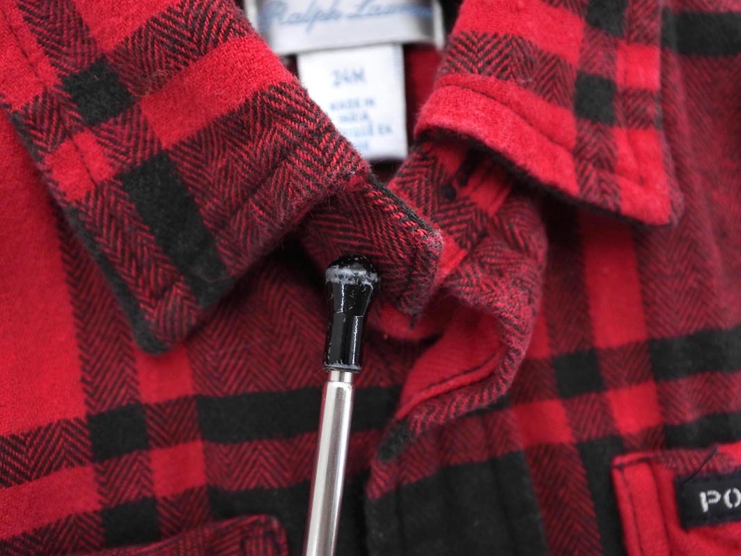 Ralph Lauren ラルフローレン チェック シャツ size24M(85?90cm)/赤 ■◇ ☆ fdb1