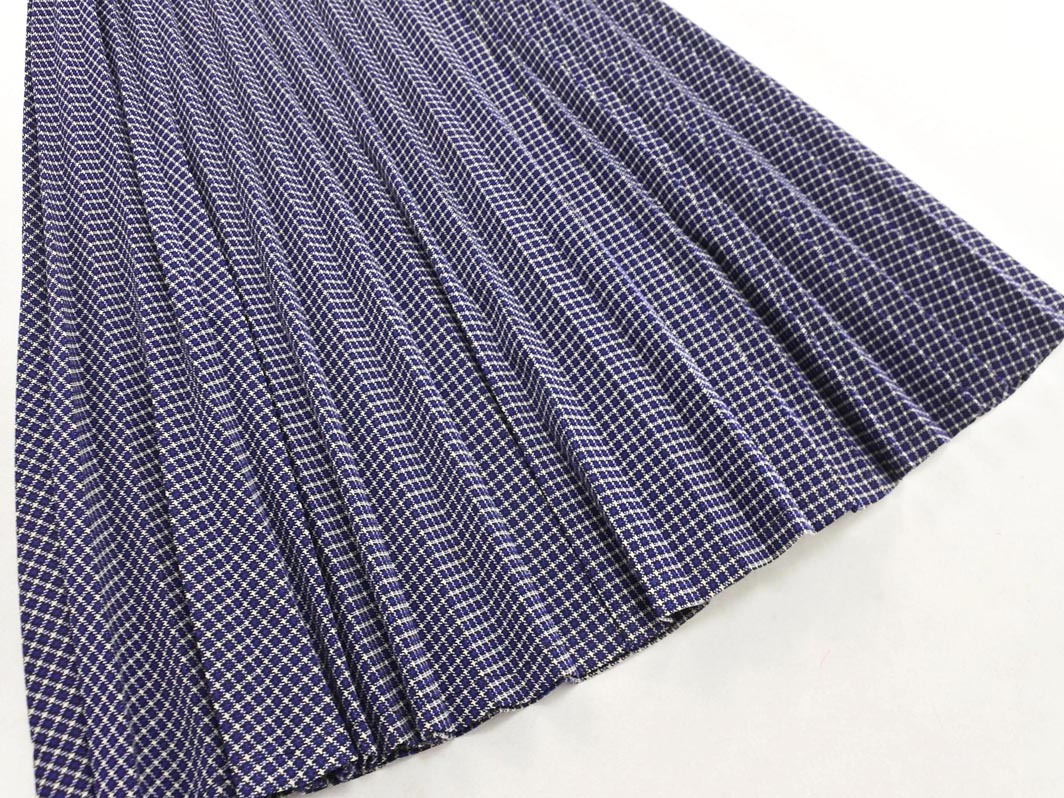 Ray BEAMS レイビームス チェック プリーツ ロング スカート 紺 ■■ ☆ fdb4 レディース